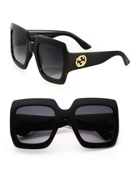 black gucci square sunglasses|gucci black oversized square sunglasses.